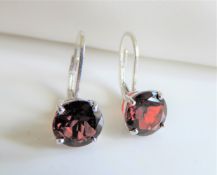 Sterling Silver 5ct Garnet Stud Earrings New with Gift Pouch