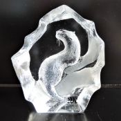 Mats Jonasson Crystal River Otter Paperweight Sculpture