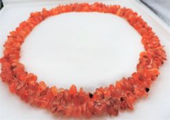 34 inch Raw Polished Orange Agate Necklace