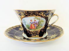 Circa 1880's Richard Klemm Dresden Hand Painted Cup & Saucer.