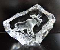 Mats Jonasson Crystal Bull Moose Paperweight Sculpture