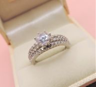 Sterling Silver CZ Gemstone Ring New with Gift Pouch