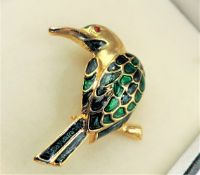 Vintage Enamel Humming Bird Brooch