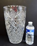 Large Antique c.1900-1910 Edwardian Hand Cut Crystal Vase 31cm High