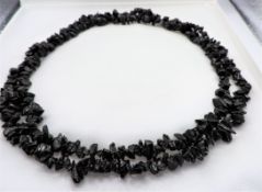 36 inch Polished Tumbled Black Obsidian Necklace