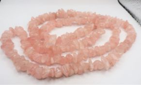 34 inch Polished Rose Quartz Stone Necklace
