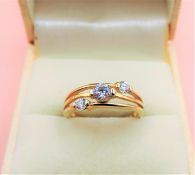 14k Yellow Gold on Sterling Silver Gemstone Ring New with Gift Pouch
