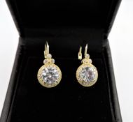 Gold on Silver 2ct Moissanite Earrings New with Gift Pouch