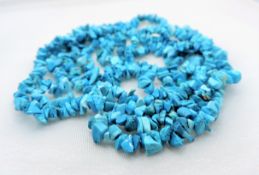 34 inch Double Strand Raw Turquoise Necklace