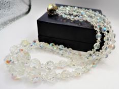 Vintage 2 Strand Graduated Aurora Borealis Crystal Necklace