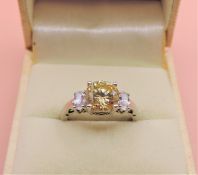 Sterling Silver Lemon Citrine & Topaz Ring New with Gift Pouch