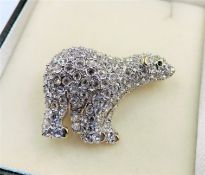 Vintage Beatrix Jewellery Crystal Polar Bear Brooch