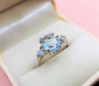 Sterling Silver 4ct Blue Topaz Ring New with Gift Box