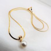 9k Gold South Sea Cultured Pearl Pendant Necklace New with Gift Box