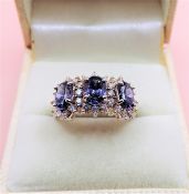 Sterling Silver 5ct Tanzanite & White Sapphire Ring New with Gift Box