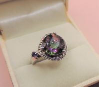 Sterling Silver 5ct Mystic Topaz Ring New with Gift Pouch