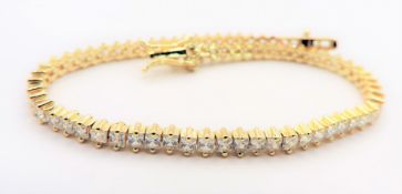 14k Gold on Sterling Silver Gemstone Tennis Bracelet New with Gift Pouch