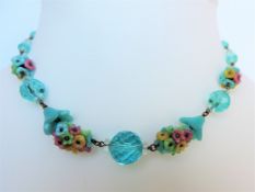 Vintage Venetian Glass Necklace With Flower Arrangement c.1930's