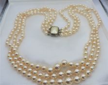 Vintage 23 inch Triple Strand Graduated Pearl Necklace