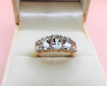 Gold on Sterling Silver 2ct Aquamarine Ring New with Gift Box