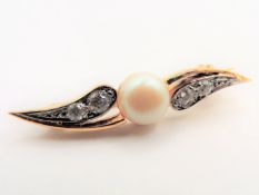 Gold on Sterling Silver Pearl & Gemstone Brooch.