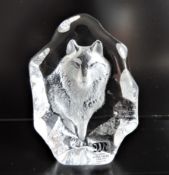 Mats Jonasson Crystal Wildlife Wolf Paperweight Sculpture
