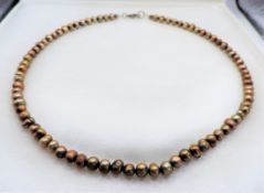 16 inch Bronze Cultured Pearl Choker Necklace