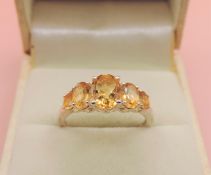 Sterling Silver 2ct Citrine Ring New with Gift Pouch