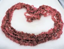 Triple Strand Tumbled Polished Gemstone Necklace 34 Inches
