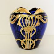 Circa 1900 Moser Cobalt Blue Gilt Vase
