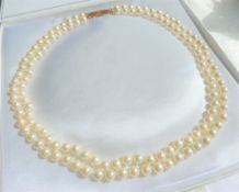 Double Strand 19 Inch Pearl Necklace