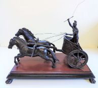 19th Century Italian Grand Tour Bronze Group of Roman Charioteer on Marble Base