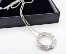 Sterling Silver Open Circle Gemstone Pendant Necklace New with Gift Pouch.