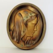 Austrian Cast Metal Virgin Mary Wall Plaque