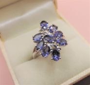 Sterling Silver 4ct Tanzanite Cluster Dress Ring New with Gift Box