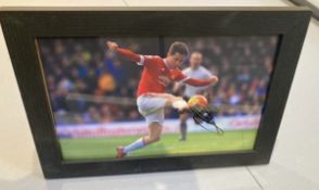 Signed framed image of 'Ander Herrera' playing for Manchester United Football Club with COA