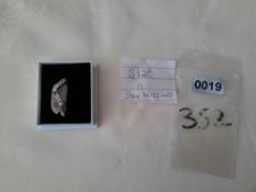 Rhodium Plated Set High Quality Cz Fancy Wishbone Shaped Wedding/Dress Ring. Size O. RRP £89