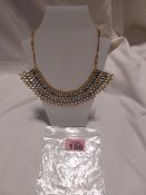 Handmade in Egypt Beaded Collar/Necklace. Blue and Gold