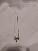 Gold Coloured and Red Stone Necklace. Vintage Design