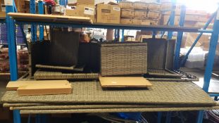 Title: (157/2H) Rattan Furniture Parts. To Include 3x Three Seater Sofa & 1x Small Square Table With