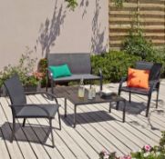 Title: (42/8B) RRP £159. Miami 4 Piece Garden Sofa Set Charcoal. Textoline Seating. Toughened