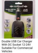 20 X Rockland Double USB Car Charger With Dc Socket