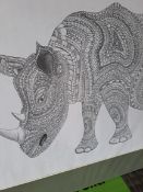 Lot 68. Hand Drawn Pencil Drawing Of Rhino
