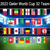RRP £159.80 No Reserve, 20 x Brand New Retail Stock FIFA World Cup Qatar 2022 Fabric Flags Buntin...