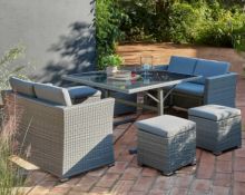 (23/Mez/P) RRP £800 When Complete. Bambrick 8 Seater Grey Rattan Cube Garden Sofa Set. Hand Woven...