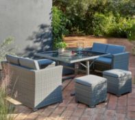 (29/Mez/P) RRP £800 When Complete. Bambrick 8 Seater Grey Rattan Cube Garden Sofa Set. Hand Woven...