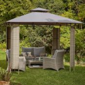 (79/Mez/P11) RRP £150. Hartington Florence Gazebo With Rattan Panels. Dimensions: (H260 x W300 x...