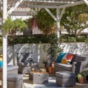 (39/Mez/P) RRP £800 When Complete. Bambrick 6 Seater Grey Rattan Garden Sofa Set. Hand Woven Ratt...