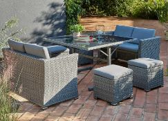 (33/Mez/P) RRP £800 When Complete. Bambrick 8 Seater Grey Rattan Cube Garden Sofa Set. Hand Woven...