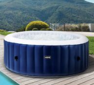 (157/Mez/P10) RRP £520. Wave Atlantic Plus Solid Blue 6 Person Hot Tub & Pump. 130 Massaging Air...